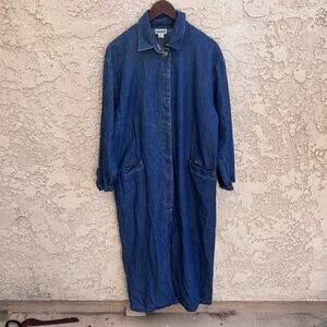 Long Denim Duster Jacket Vtg y2k